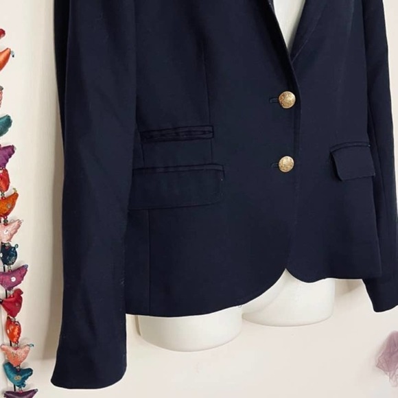 VTG J. CREW NAVY BLUE WOOL BLEND SCHOOLBOY BLAZER SIZE 4 - Picture 6 of 12